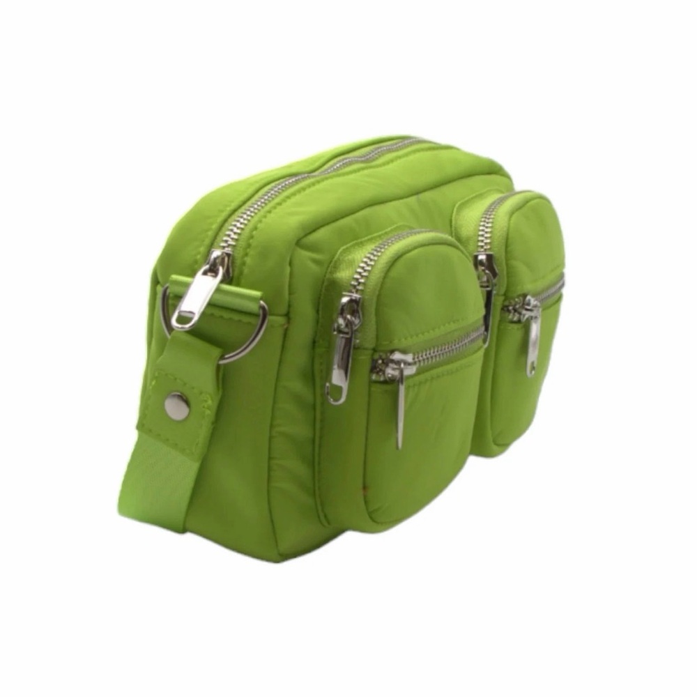 NWT Wild Fable Y2k Lime Vibrant Green Crossbody 2 front zip Multi-Pocket bag vgt
